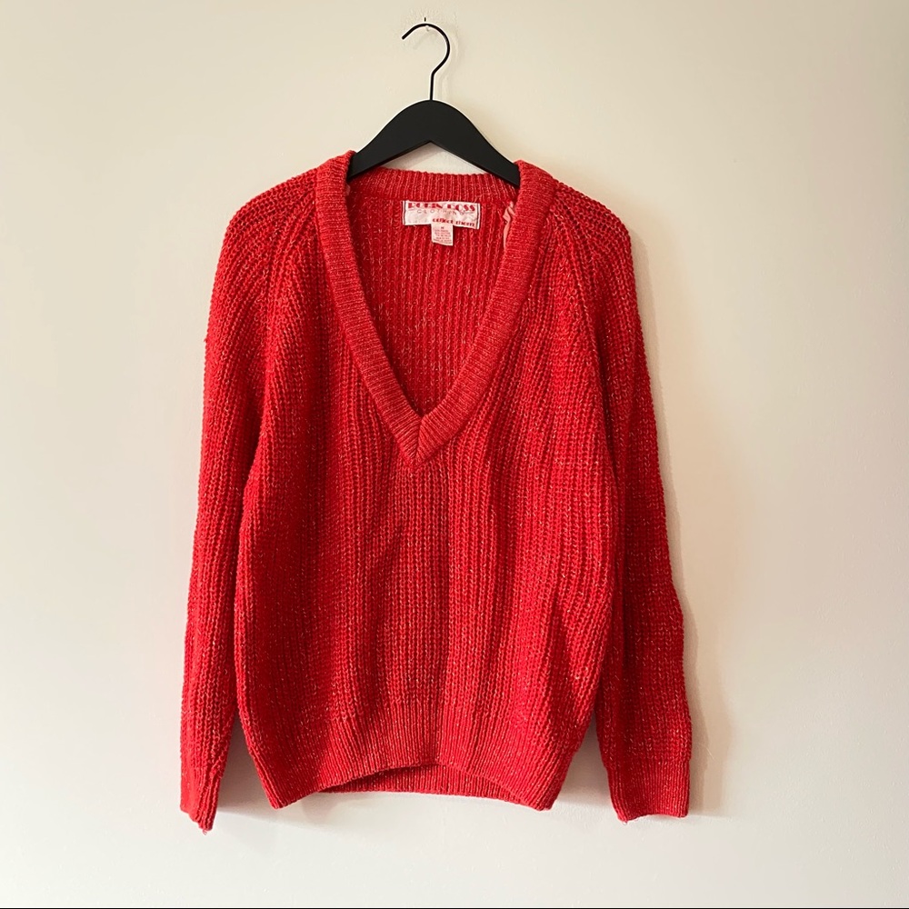 Vintage Robin Ross Red and Gold Metallic Sweater